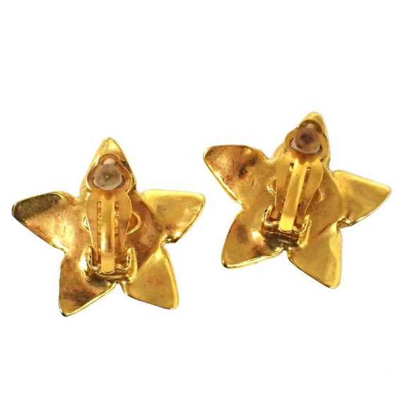 CHANEL CC Star Earrings 96P Clip-On Imitation Pearl GHW France Vintage - Picture 5 of 9